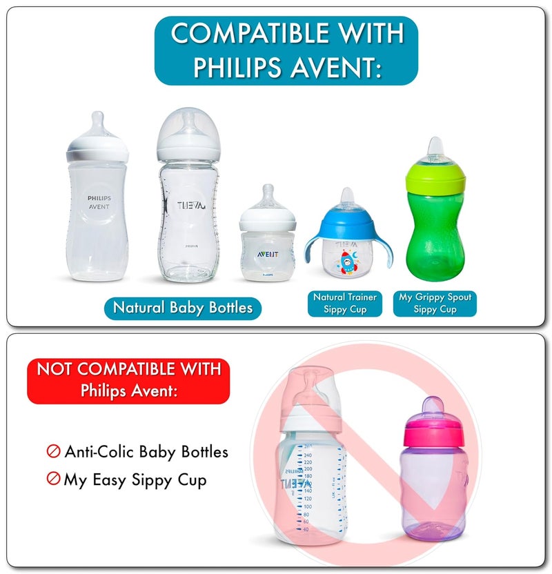 BelBeyo Sippy Spout Nipples for Philips Avent Natural Baby Bottles, My Grippy Spout Sippy Cup and Natural Trainer Sippy Cup, 4-Count, Soft Spout, Food Grade Silicone, BPA-Free, Convert to Sippy Cup, 4+ months - Image 3